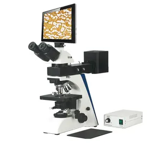 Digital microscopio metalúrgico con pantalla LCD microscopio y 100X seco objetivo