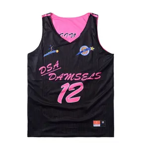 reversible female pink logo design basketball jersey t shirt