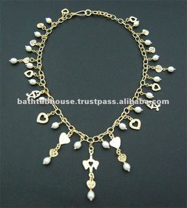 Joyería Collar de Latón con Perlas para Fiesta de Compromiso o en el Día DE LA Mujer, para la Fiesta de Compromiso - Product Image 1