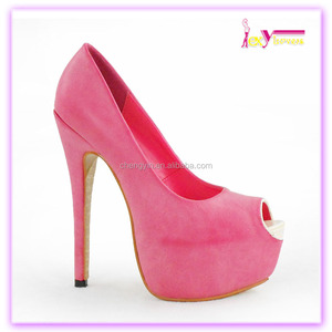 Plataforma del alto talón sandalias para mujeres pink tacones altos para mujer peep toe zapatos - Product Image 1