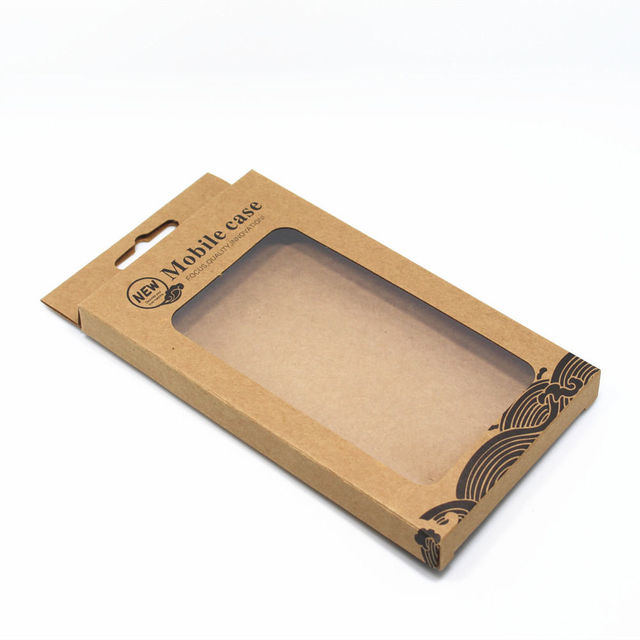 Smartphone Case Packaging Box Custom Mobile Phone Case Kraft Paper Box with PVC Window Coated Paper Handmade Folders JINYIDA