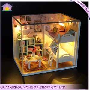 Thời Trang Tự Làm Với Ánh Sáng Và Đồ Nội Thất Giường Tầng Nhà Gỗ Nhà Búp Bê Thu Nhỏ Tự Làm Nhà Búp Bê Tự Làm Màu Trắng Đồ Nội Thất Mini - Product Image 4