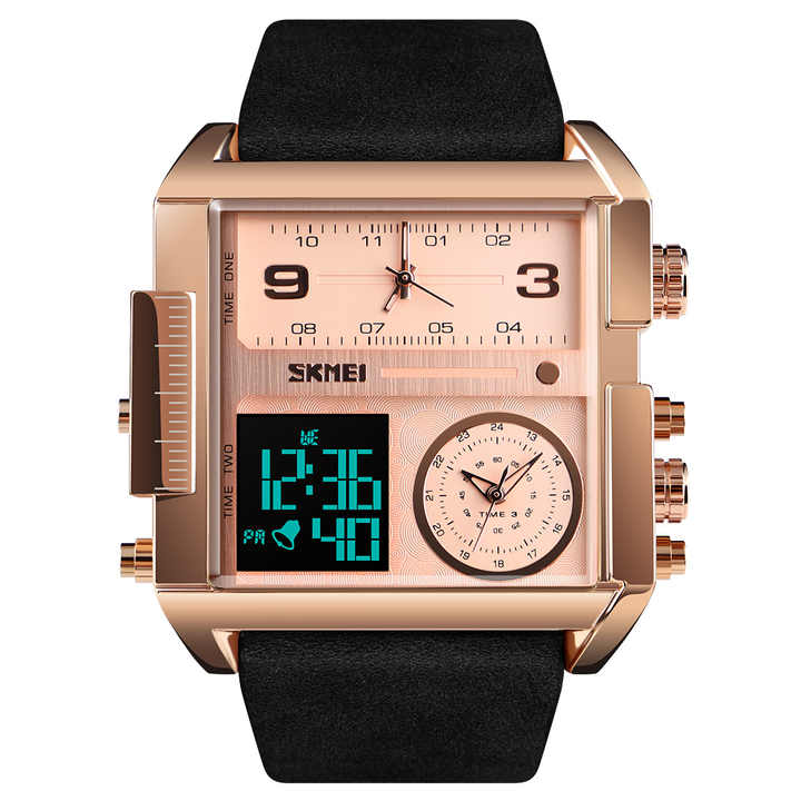 SKMEI 1391 Stylish Men's Watch Genuine Leather Oem Man Watches Rose Gold Special Gift