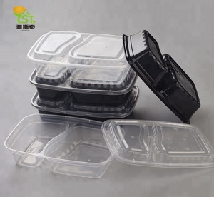 Disposable Black <strong>Plastic</strong> pp Takeaway <strong>square</strong> 3-compartment Bento Lunch Box Food <strong>Containers</strong> - Product Image 5