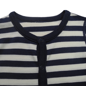 Tuta da bambino in lana bianca bianca personalizzata con motivo a righe nere 100% lana Merino - Product Image 4