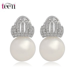 Teemi al por mayor de moda femenina piedra de la CZ y <span class=keywords><strong>Pearl</strong></span> lindo para la boda y del partido precioso Pequeño Mujeres Pendientes - Product Image 1