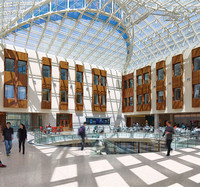 Cadre spatial en acier inoxydable, Design Flexible, toit circulaire, Structure de supermarché, préplumée, pour centres commerciaux