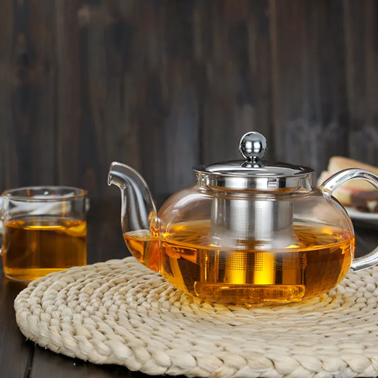 China clear Insulated Glass Gong Fu Tea Set Basket Tea Pot