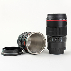 Zogift कैमरा लेंस कॉफी मग स्टेनलेस स्टील अछूता गिलास कप जोड़ों के लिए रचनात्मक फोटोग्राफर उपहार (काले + सफेद) - Product Image 2