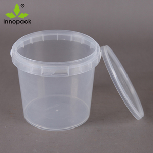 Cubo de plástico transparente, redondo, 1L, hermético, con tapa - Product Image 5