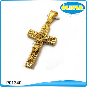 Pray Cruz Colgante De Acero Inoxidable Collar de Oro Colgantes - Product Image 2