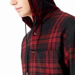 COMMERCIO ALL'INGROSSO di MODO di <span class=keywords><strong>GIOVANE</strong></span> <span class=keywords><strong>UOMO</strong></span> ROSSO NERO PLAID di FLANELLA CAMICIA FELPA CON CAPPUCCIO - Product Image 1