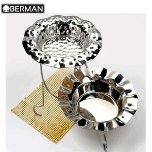 Espositore a 3 livelli in metallo argentato martellato per buffet, attrezzatura per ristoranti italiani, per frutta e cibo - Product Image 2