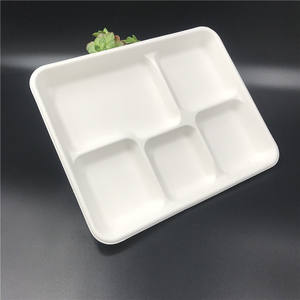 Emballage alimentaire biodégradable personnalisé <span class=keywords><strong>plateau</strong></span> de viande en pulpe 5 compartiments à emporter canne à sucre bagasse <span class=keywords><strong>plateau</strong></span> de repas jetable pour sushi - Product Image 4