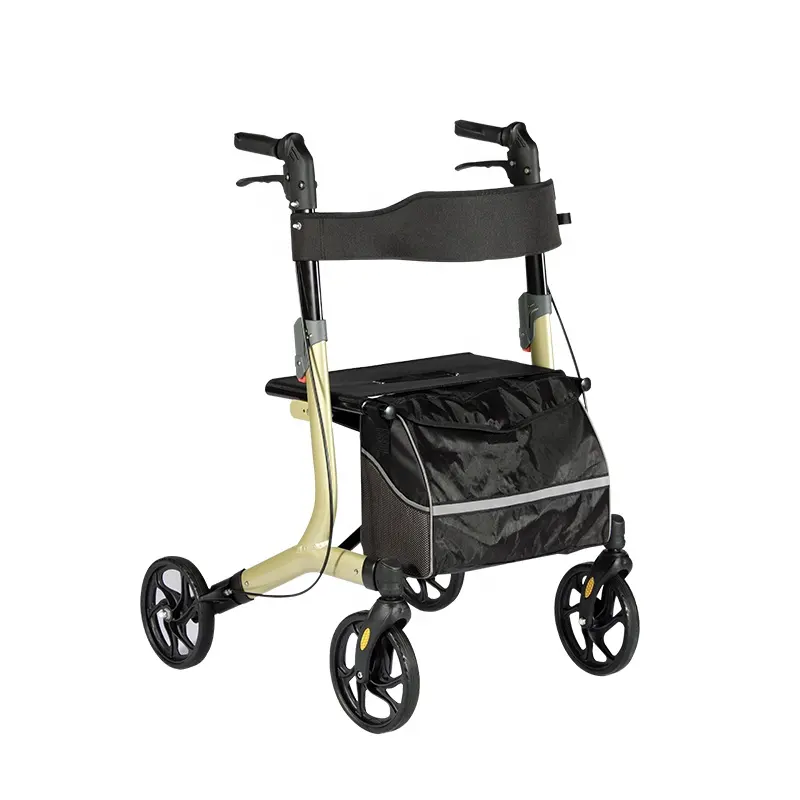 Marcheur pliable de luxe en aluminium, chariot de courses avec siège rembourré pour les handicapés, nouvelle tendance