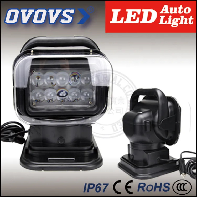 OVOVS télécommande 24 v 7 pouces 360 degrés 50 w rotation led lumière de recherche pour atv