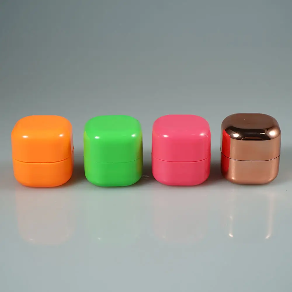 Colorful 7g 7ml gloss pink green blue lip balm container ,square lip tube, plastic mini chapstick tube