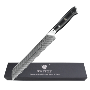 Hot Selling Edge Guard Serrated <strong>Bread</strong> Knives G10 Handle Damascus Blade <strong>Bread</strong> <strong>Cutter</strong> - Product Image 1