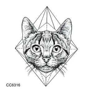 Rocooart Marque Conceptions de <span class=keywords><strong>Tatouage</strong></span> Temporaire D'art de Corps Faux Petit <span class=keywords><strong>Chat</strong></span> Loup Etanche Tatouages Autocollant Pour Les Femmes - Product Image 1