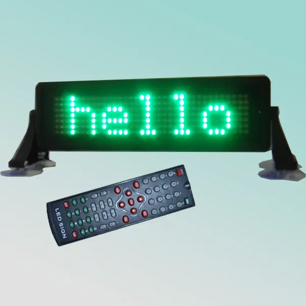 CE 12V P6 7X35pixel small mini green wireless led car sign for vehicle bus indoor scrolling moving message of advertisement