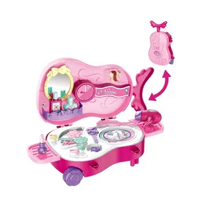 गुलाबी सामान खिलौना गहने वायलिन सूटकेस सौंदर्य सेट खिलौना बच्चों के लिए