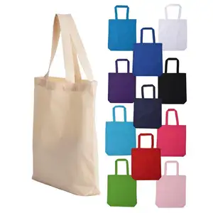 Promotion sac fourre-tout en <span class=keywords><strong>toile</strong></span> de coton de couleur personnalisée, sac de Shopping de grande taille avec votre Logo - Product Image 1
