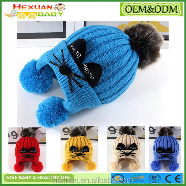 Оптовая продажа с фабрики, Детская Зимняя Вязаная Шапка-бини с помпоном
