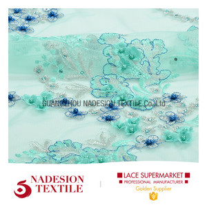 Productos más vendidos bordado verde menta tulle tela por el patio <span class=keywords><strong>online</strong></span> India - Product Image 3