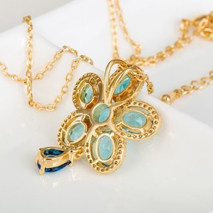 Teemi Wholesale 2015 Verano Nuevo diseño plateado Champange Oro <span class=keywords><strong>Pretty</strong></span> Women Lujo Azul Circonita collar de la flor de la manera - Product Image 3