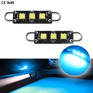 1000 K 9-SMD-4014 Es Biru 1.72 "43mm Kaku Loop Sisi Pintu Courtesy Cahaya Festoon Lampu LED Untuk Mobil