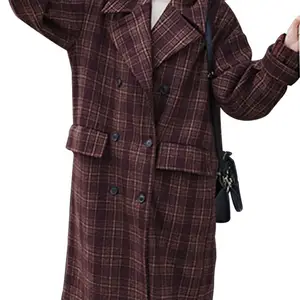 Хороший поставщик Лидер продаж модные темно-полная длина шерстяное пальто женские распродажа