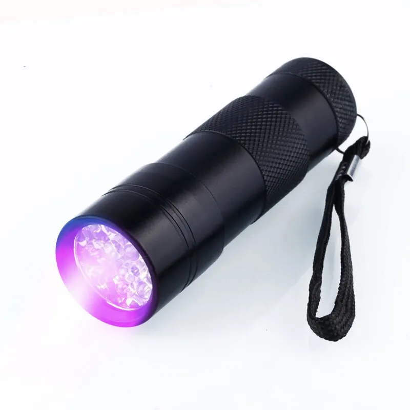 Lâmpadas 12 395nM Preto UV LED MINI Lanternas de Luz Da Tocha De Alumínio Profissional Para A Urina Do Cão E Cama Bug