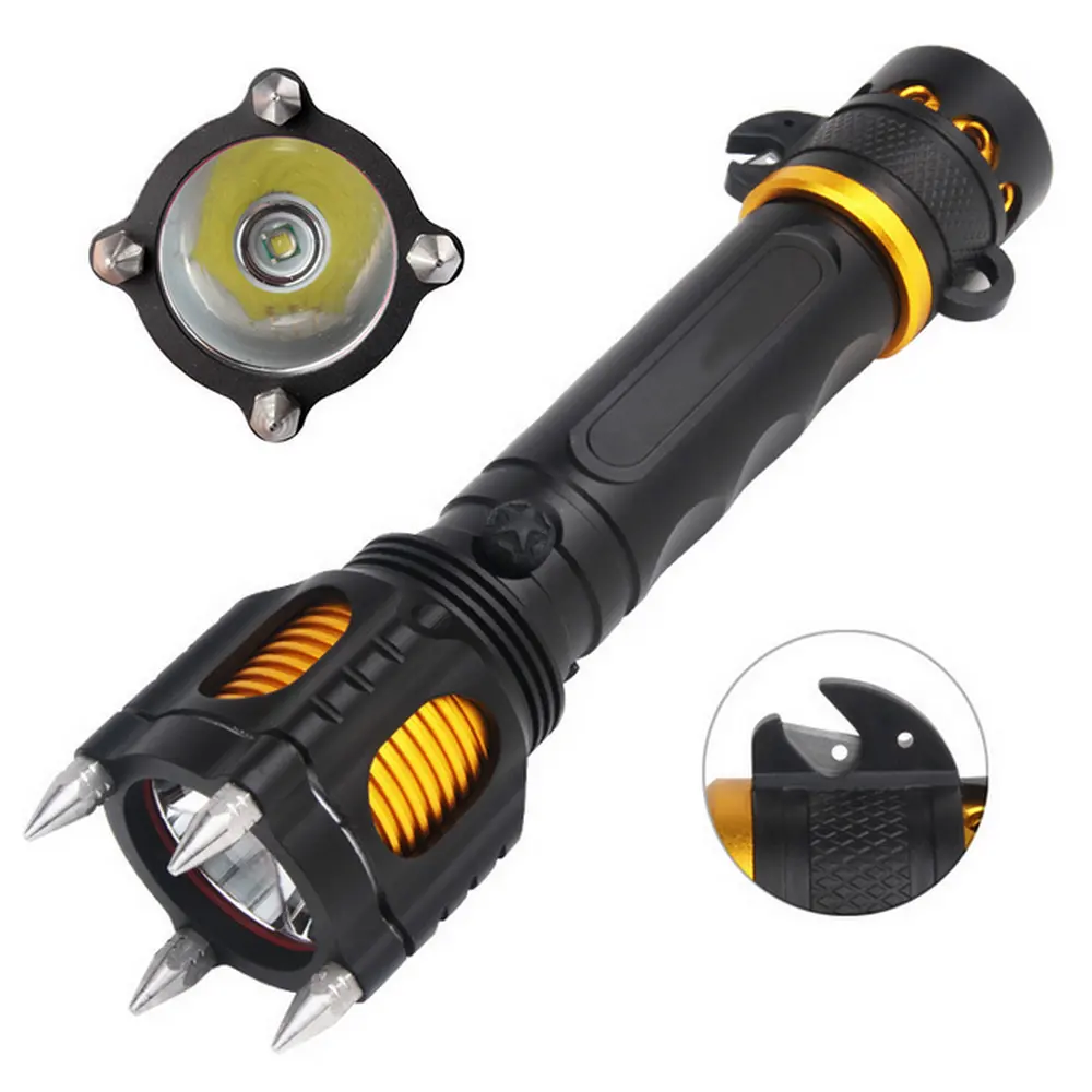 High Power LED 2000LM Aluminum Alloy Tactical Flashlight Attack Head Self-defense Electric Torch