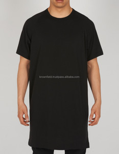 Oversize 100% Cotton Dry-Fit T-Shirt Custom <b>Long</b> Hem Plus Size Breathable Knitted Shirt-Manufacturer's Wholesale Promotional - Product Image 4