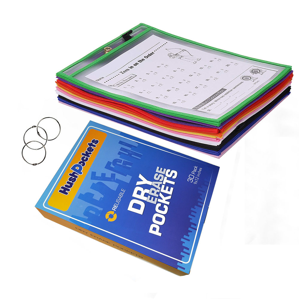 10*13 Дюймов, 30 упаковок, разноцветные многоразовые карманы для сухого стирания