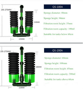 QS-200A 에어 펌프 행 스타일 바이오 스펀지 필터 (수족관 탱크 크기 60cm 이상) - Product Image 5