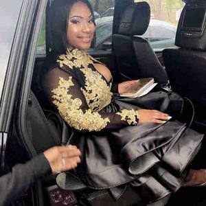 Plus Size Hoge Hals Afrikaanse Korte Prom Dresses 2025 Satijnen Meisje Feestjurken Homecoming Jurken - Product Image 3