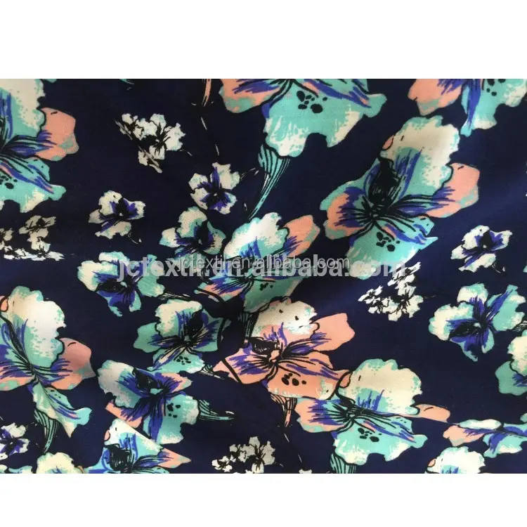 الصين المورد زهرة تصميم رايون الرقمية المطبوعة من قماش حرير صناعي لفستان