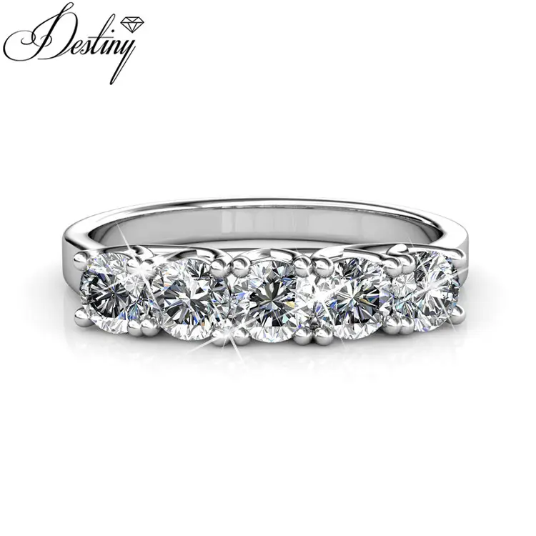 Sterling Zilver 925 Premium Oostenrijkse Kristallen Sieraden 18K Vergulde Korea Fashion Queen 'S Ring Voor Vrouwen Destiny Sieraden