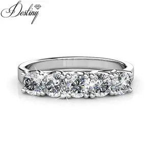 Sterling Silver 925 Premium Austrian Crystal Jewelry 18K Gold Plated Korea Fashion Queen der Ring For Women Destiny Jewellery