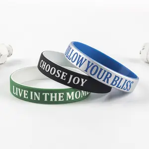 Personalized Dual Layer Wristbands/Customized Silicone Rubber Bracelets - Two Tone Color with Message