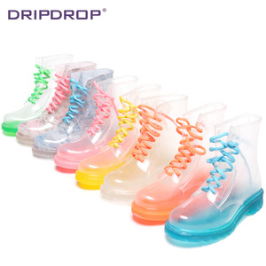Qinghong produttore drop Design moda <span class=keywords><strong>donna</strong></span> PVC stivali da pioggia trasparenti - Product Image 2