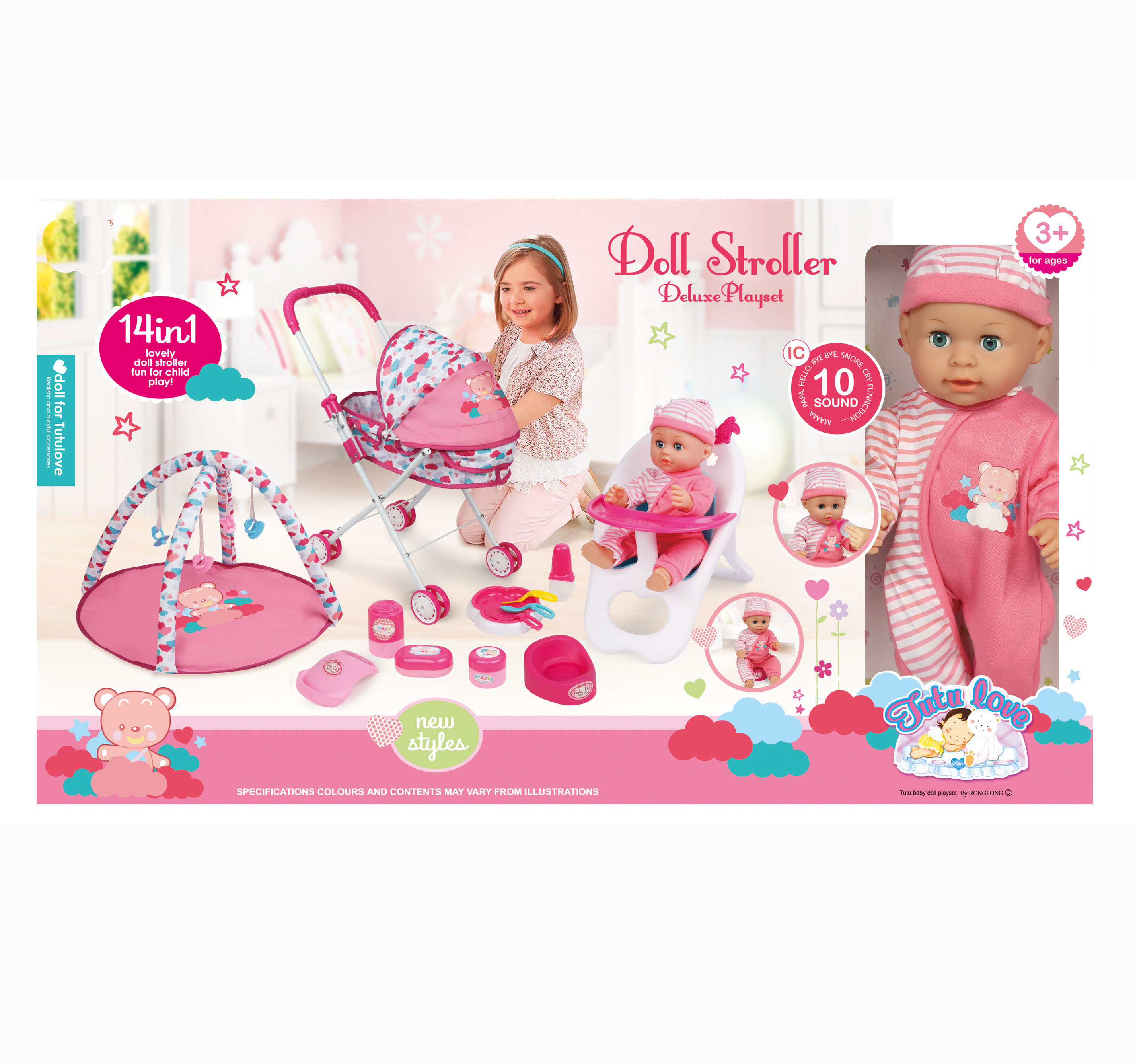 14 pollici Silicone vinile nuovo rinato Baby Doll passeggino gioco Set giocattolo per i bambini