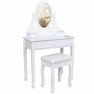 Роскошный современный деревянный туалетный столик из белого МДФ с зеркалом