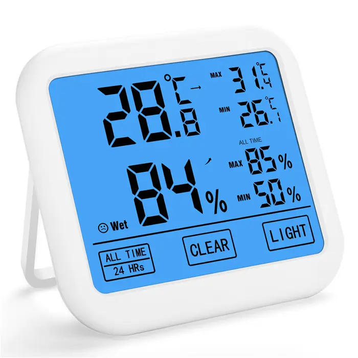 Mestek — thermomètre numérique maximum pour la maison, thermomètre et hygromètre numérique, pâte de mesure de la température, rétroéclairé, pour l'intérieur