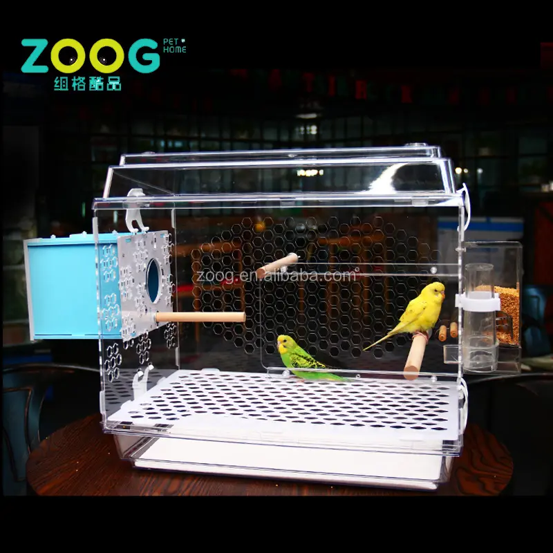 Jaula de acrílico transparente para mascotas, jaula para pájaros para loros