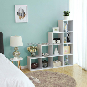 10 <strong>Cube</strong> <strong>Bookcase</strong> Storage <strong>Unit</strong>, <strong>Wooden</strong> Display Rack, Free Standing Shelf, Room Divider <strong>Step</strong> Rack, <strong>White</strong> - Product Image 3