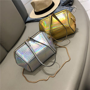 Holograma brillante de cuero sintético PU, espejo holográfico de grano de guijarros, tela de patio de cuero iridiscente para bolsas, pinza de pelo con lazo, elaboración - Product Image 5