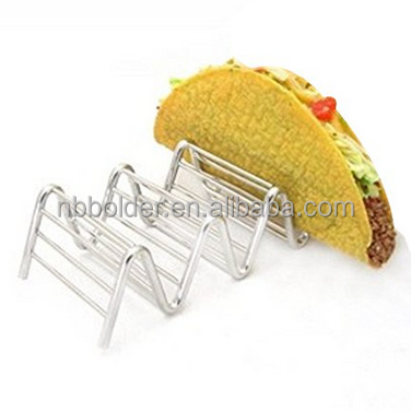 2 Pack Acier Inoxydable Taco Stand Mexicain Alimentaire Rack Coquilles pour Hard ou Soft Shell Tacos