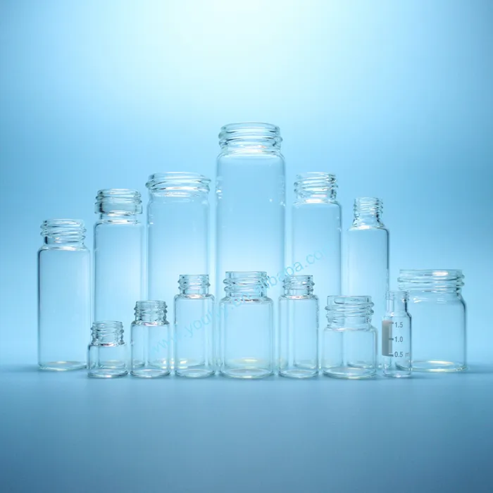 Clear Round and Flat Bottom Screw Glass Test Tubes